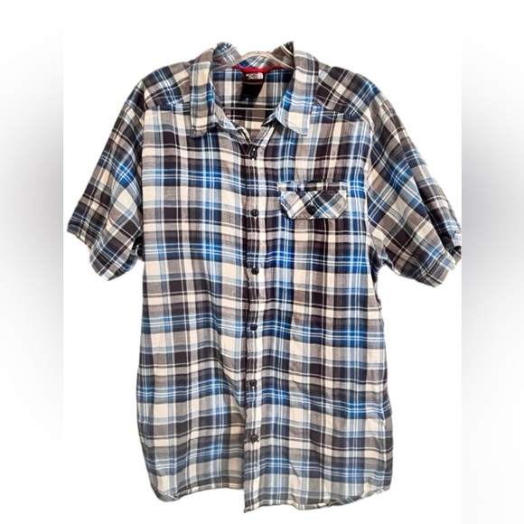 The North Face Other - North Face Mens Large Blue Plaid Button Down Short Sleeve Comfort Outdoors